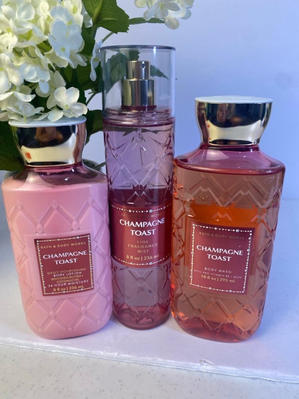 “Champagne Toast” Bath & Body Works New 3 Pc Body Care Set
